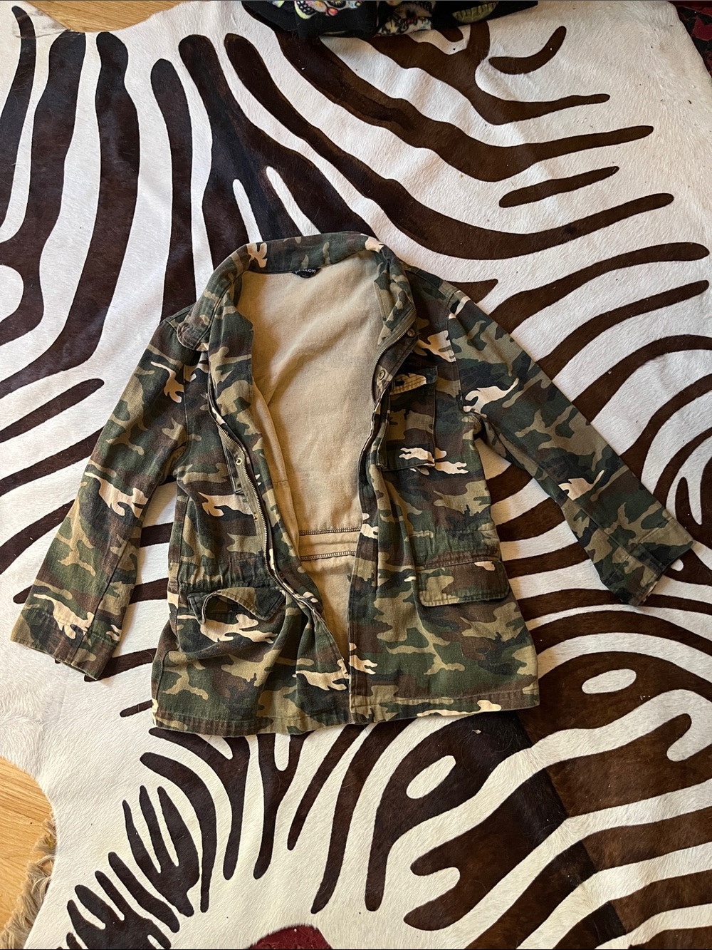 HAODUOYI Camo Jean Jacket - Green Brown Tan